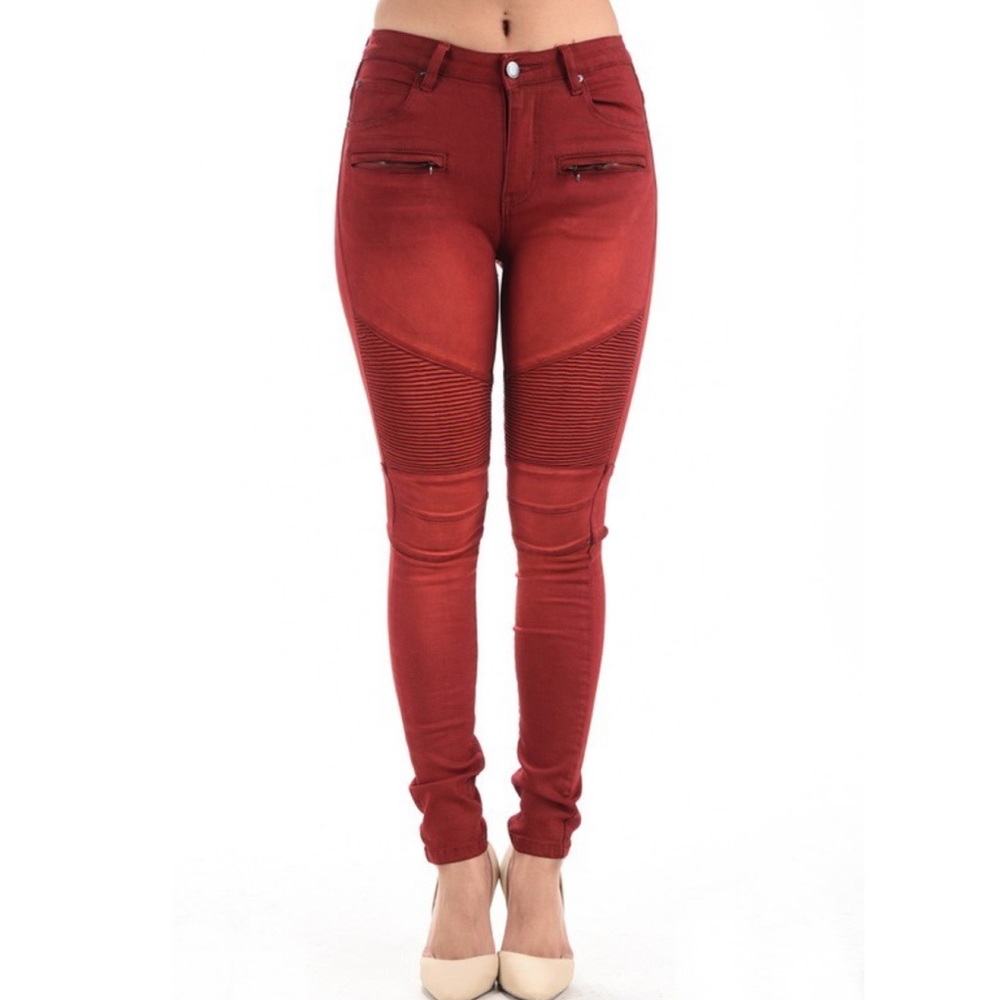 Skinny Low Rise Moto Biker Jeans